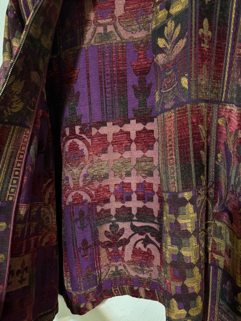 Coldwater Creek Burgundy Jacket with Gold and Plum Floral Tapestry - Picture 5 of 5